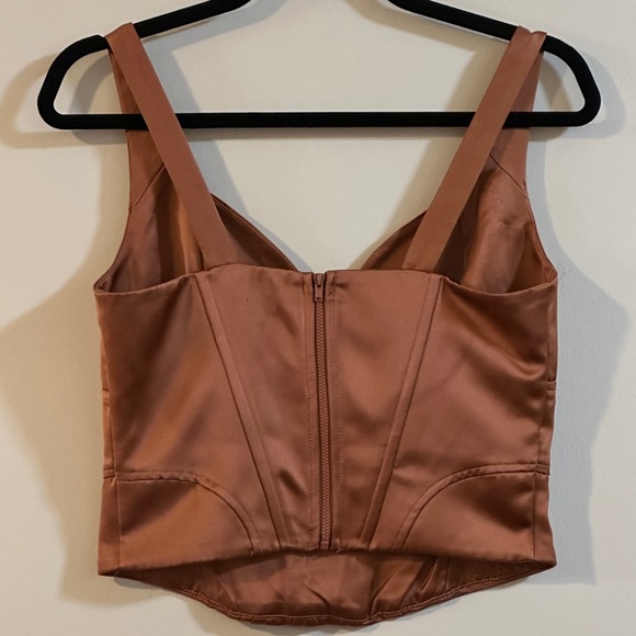 Jason Wu Satin Bronze Copper Corset Top Size Small - Picture 2 of 9